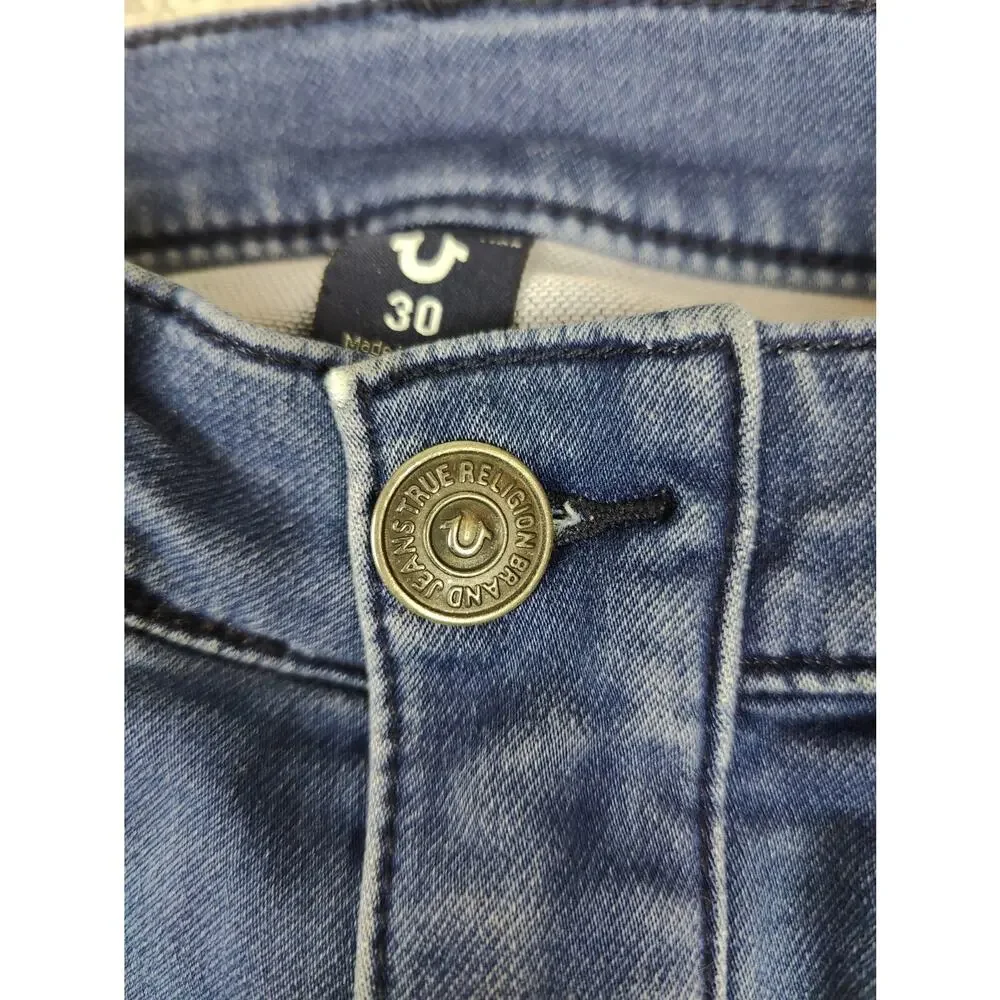 True Religion Rocco Jeans Mens 30X33 Blue Relaxed Skinny Jeans Denim Retro Look